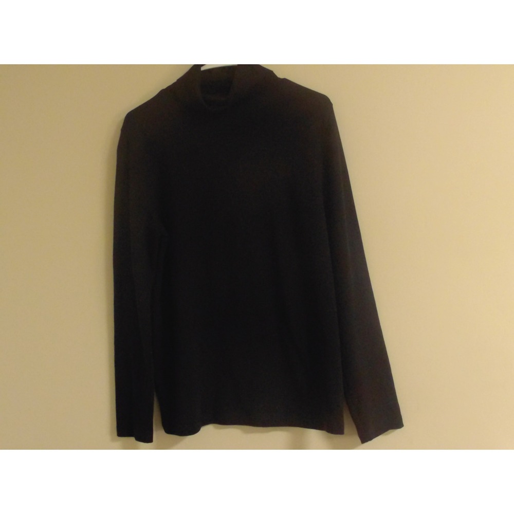 Liz Claiborne Womens Black Cotton Long Sleeve Turtleneck Top Size L